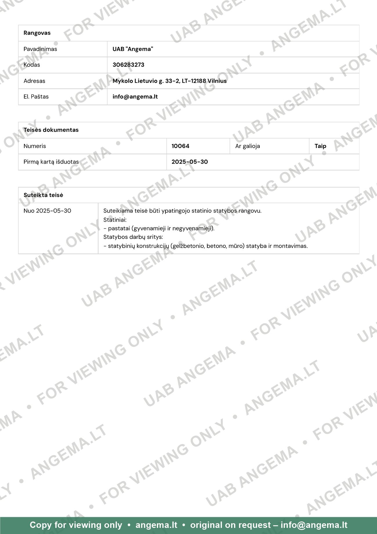 SSVA certificate No. 10064 – contractor for special structures